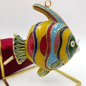 Dillards Multicolor Tropical Fish Ornament 3.5" Cloisonne Enamel Christmas - Picture 1 of 8