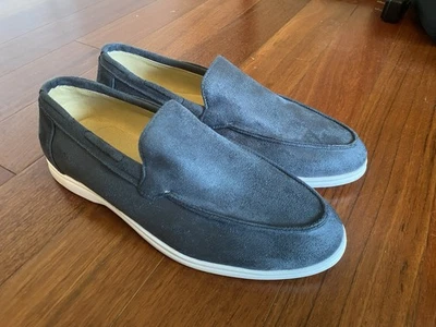 Mocassins masculinos de camurça azul tamanho 9 - Imagem 1 de 4