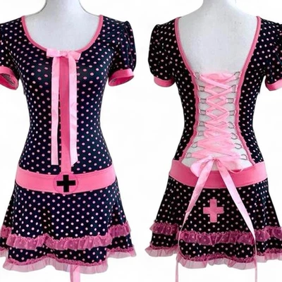 Sexy Nurse Polka Dot Halloween Costume S/M - Image 1 of 4