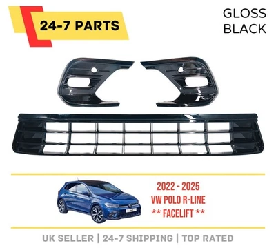 VW POLO R LINE 2G FACELIFT 2022 + FRONT BUMPER LEFT RIGHT FOG GRILL LOWER GRILL - Image 1 of 4