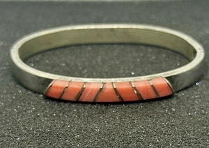 Vintage Sterlingsilber stachelige Austernmuschel Inlay Klapp Armreif Armband Mexiko 925 - Bild 1 von 5
