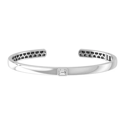 0.5Ct Lab Grown Diamond 10k White Gold Cuff Bangle Bracelet 7" for Women 9.68gm - Image 1 of 4