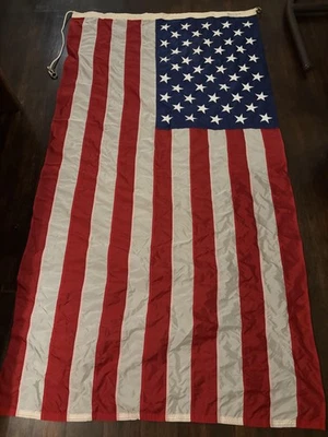 American Flag 50 Star Nylon Rope Header Sewn Stripes Embroidered Stars USA Made - Image 1 of 4