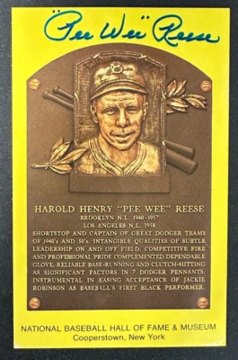 Pee Wee Reese Autographed MLB Hall Of Fame Postcard Dodgers BAS - Image 1 of 3