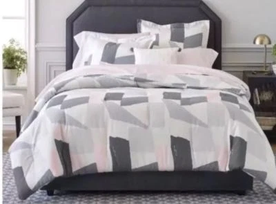 NIP Nate Berkus Multi Gray White Pink Cotton Duvet Set 3pc Full/Queen - Image 1 of 4