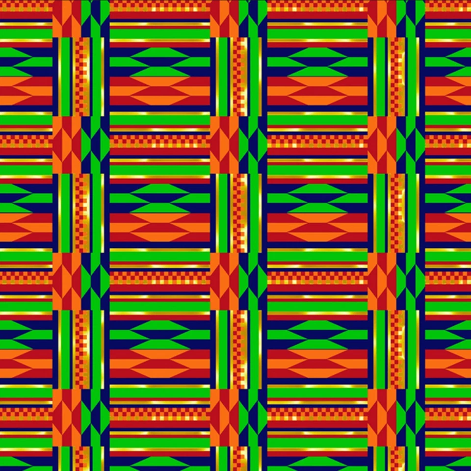 Tecido David Textiles Kente Grid azul/laranja/multicolorido 100% algodão por jarda - Imagem 1 de 1