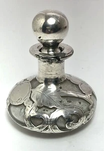 Sterling Silver Overlay La Pierre Mfg Cologne Bottle Floral Early 20th Century - Picture 1 of 9
