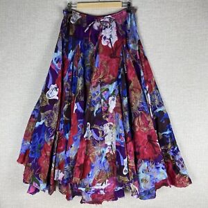 Vintage Sandy Starkman Skirt Womens M Multi Color Midi Maxi Cotton Boho Flamenco