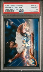 2018 Topps Chrome Sapphire Rookie Auto Autograph Sandy Alcantara AC-SA PSA 10 - Picture 1 of 2