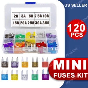 120pcs Mini Blade Fuse Assortment Auto Car Motorcycle SUV FUSES Kit APM ATM