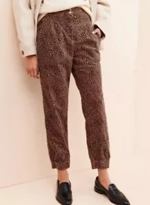 $128 Anthropologie Kalea Corduroy Trouser Joggers 2X NWT Leopard Print Brown - Picture 1 of 11