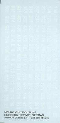 I-94 ENTERPRISES NW-100 - Zweiter Weltkrieg AFV-Nummern (klar mit weißem Umriss) - 1/76 Aufkleber