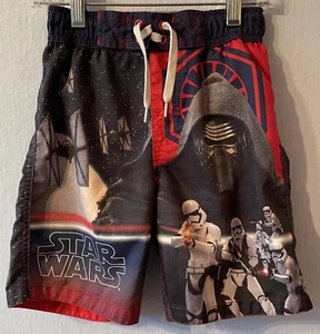 STAR WARS Boys Swim Trunks Boys 6/7  Blue Kylo Ren Stormtroopers Great Condition - Picture 1 of 5