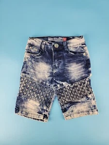 Lion Dynasty Boys Size 5 Slim Distressed Stars Bleach Acid Wash Denim Shorts - Picture 1 of 9