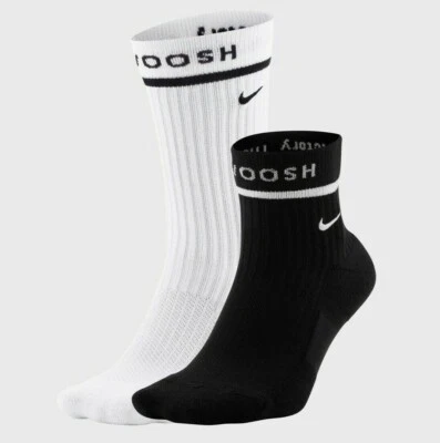 NIKE SPORTSWEAR SWOOSH SNEAKR SOX ANKLE CREW SOCKS 2PACK CU8325-902 UK11-14.5 - Image 1 of 4