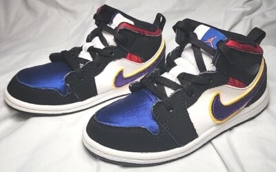 Nike Air Jordan 1 Retro Mid TD Talla 10c Multicolor Tenis Zapatos Niños Lakers Foto 1 de 4