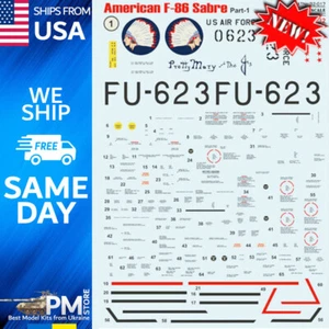 Print Scale 32-017 New "wet Decals for American F-86 Sabre, Part-1" 1/32 - Picture 1 of 9