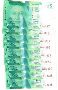 Gibraltar 10x 5 Pounds 2020 (2021) UNC - Picture 1 of 2