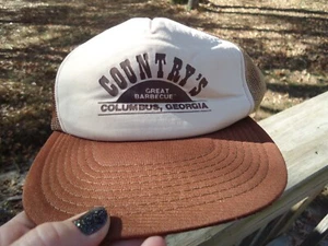 De Colección Country's Great Barbecue Columbus Georgia Marrón Media Malla Camionero Sombrero EE. UU. - Imagen 1 de 6
