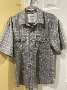 ORVIS Men’s Fishing Shirt Large Button Down Short Sleeve Gray Check EUC - Picture 1 of 10