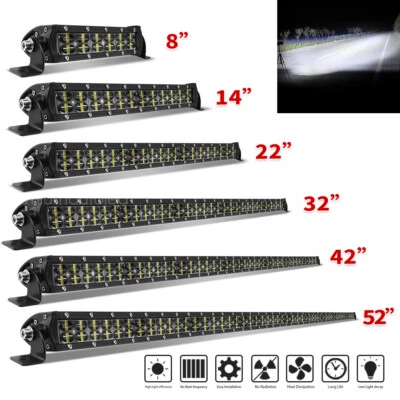 Dual Row 8/14/22/32/42/52'' Led Light Bar Night Driving Spot Lamp Offroad 4x4 - Image 1 of 4