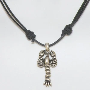 Lobster Mechanic Pendant in a Waxed Cotton Cord Surfing Style Necklace Choker - Picture 1 of 5