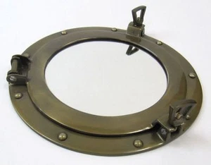 11" Porthole Mirror Antique Aluminum ~ Cabin Porthole ~ Nautical Decor ~Porthole - Picture 1 of 3