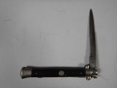 ITALY  10 3/4" Large Manual Stiletto Pocket Knife 5" Blade Horn Handles - Image 1 of 4