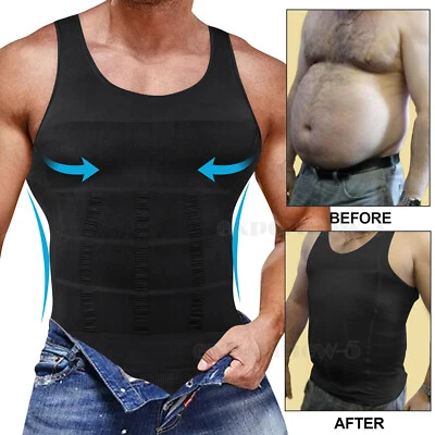 Hombres Adelgazante Cuerpo Modelador Vientre Pecho Compresión Chaleco Control Abdomen Camiseta sin Mangas Foto 1 de 4