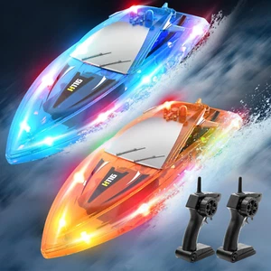 RC Boat for Kids,2Pack LED Light Remote Control Boat for Pools and Lakes,Bathtub - Picture 1 of 6