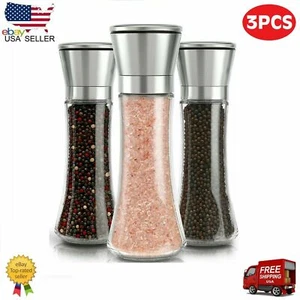 3PCS Premium Stainless Steel Salt and Pepper Grinder Shaker Spice Mill Vintage - Picture 1 of 6