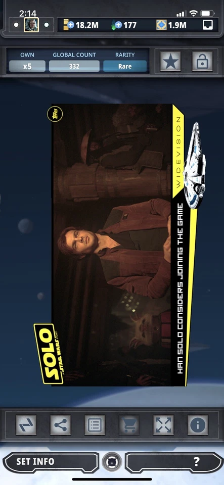 Topps Star Wars Digital Card Trader Han Solo Solo:Widevision Award - Image 1 of 1