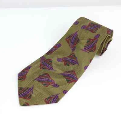 Gravata masculina verde oliva abstrata 100% seda Alfani - Imagem 1 de 4