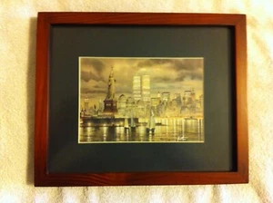 gerahmter Druck von Twin Towers und NYC / Wandbild - Bild 1 von 1