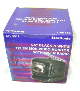 StarKonic BTV 5511 5.5" Black & White Television Video Monitor with AM/FM Radio - Picture 1 of 3