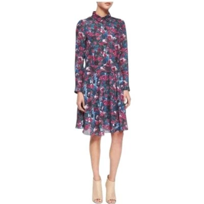 Haute Hippie Floral Print Silk Henley Shirt Dress S - Image 1 of 4