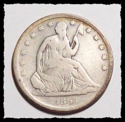 1865-S   SEATED LIBERTY HALF DOLLAR  Better Date VG  #19D40 - Image 1 of 2