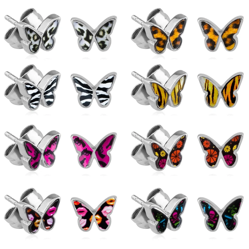 Pendientes Mariposas Rockabilly Acero Inoxidable Damas Niñas Z363 - Imagen 1 de 1