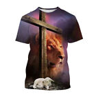 Animal Lion Plus Size Hip Hop 3D womens/mens Short Sleeve T-Shirt Casual Top Tee