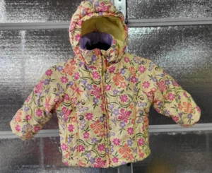 Snow Dragons- Dragonflies - Size 4 - Toddler Girl - Floral Winter Jacket -Yellow - Picture 1 of 8