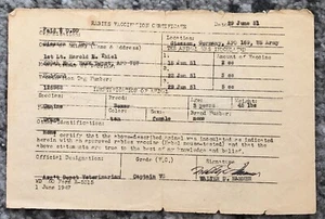 Carta vaccinazione antirabbica giugno 1951 per 1° tenente Harold Thiel Germania vintage - Foto 1 di 4
