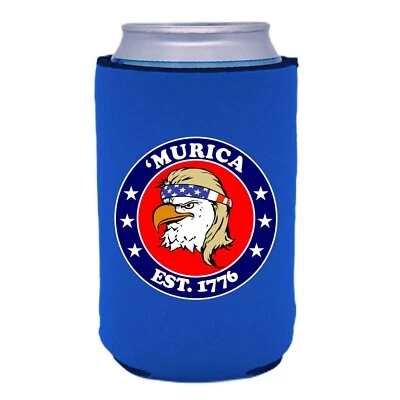 COOLIE JUNCTION Murica 1776 Neoprene Can Coolie, Bald, Eagle, Mullet