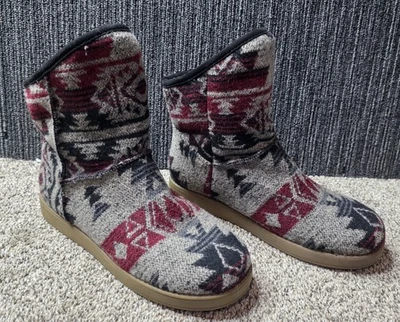 Botas Indigo Rd Talla 8.5 Azteca Sherpa Forradas Gris Rojo Invierno Suroeste Boho  Foto 1 de 4