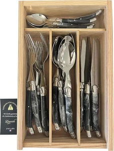 Clermont Coutellerie Laguiole Premium 24-teiliges Besteckset elegant schwarzer Marmor - Bild 1 von 9