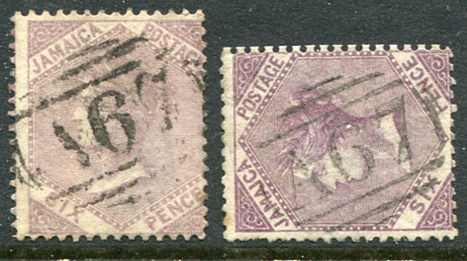 JAMAICA (211956) “A67” cancelar en QV 6d Pine diferentes números Foto 1 de 1