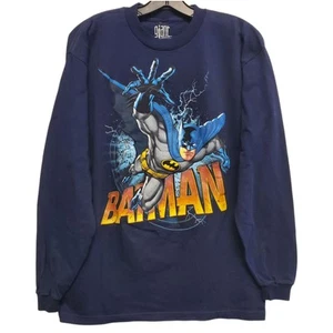 Vintage BATMAN Shirt Mens XL Black Graphic Print Long Sleeve DC Comics GIANT Y2K - Picture 1 of 7