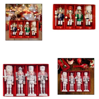 Set of 4 Wooden Christmas Nutcracker Sturdy Decorative Xmas Gift Collection - Image 1 of 2