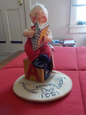Annalee Doll Society Logo 1991 "MOTHER GOOSE" School Boy with Book, Tag - - Image 1 of 4