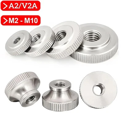 Edelstahl Rändelmutter DIN 466 467 M2 2,5 3 4 5 6 8 10 hoch / flach gerändelt A2 - Bild 1 von 4