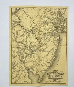 1876 Railroad Map New Jersey NJ & Adjoining States J. A. Anderson Facsimile - Picture 1 of 6